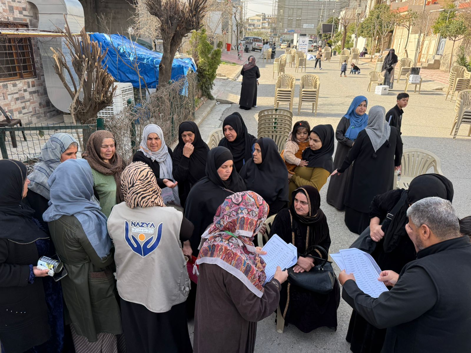Nazya Humanitarian Aid operations in Sulaymaniyah, providing food and essential supplies to families in need
