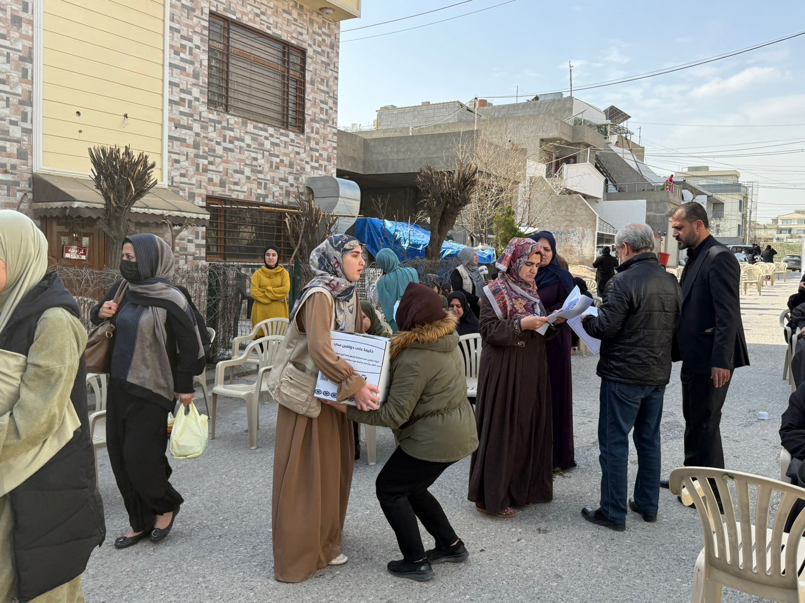 Nazya Humanitarian Aid operations in Sulaymaniyah, providing food and essential supplies to families in need