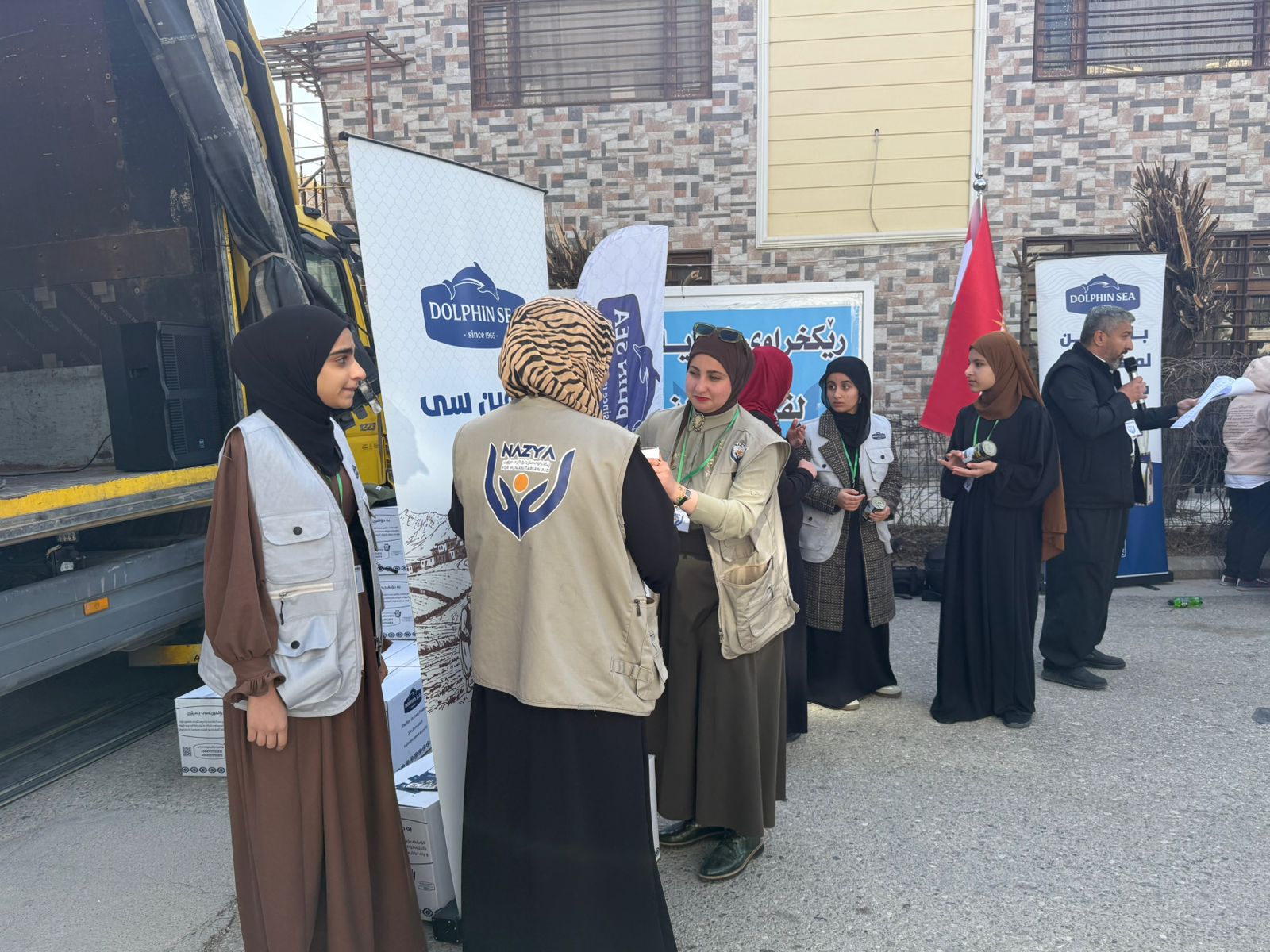 Nazya Humanitarian Aid operations in Sulaymaniyah, providing food and essential supplies to families in need